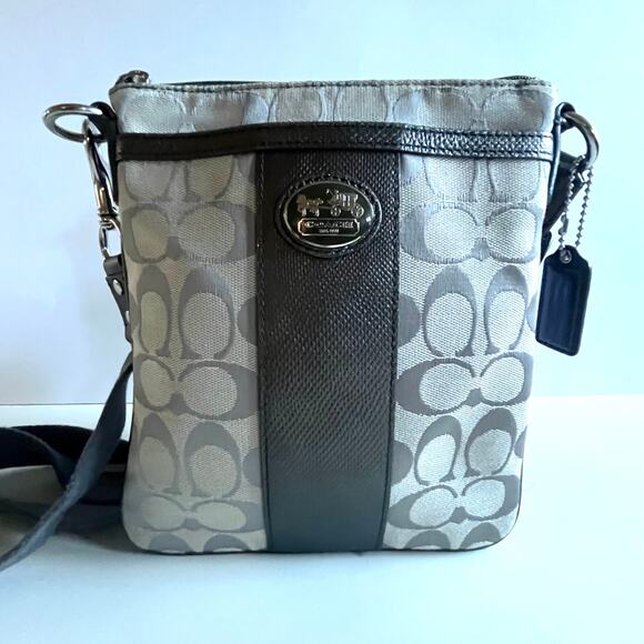 COACH Signature Sutton Swingback, Crossbody Bag, Monogram, Grey - Picture 1 of 8